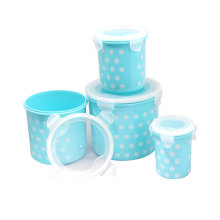 Cylinder Shape 4PCS Screen Printing Plastic Food Container